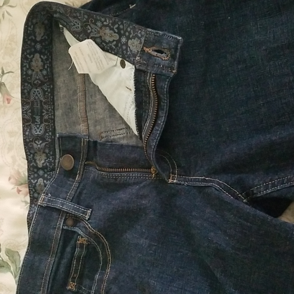 Lee Comfort Waistband Dark Wash Blue Denim Jeans - Picture 4 of 9